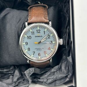 Men’s Shinola Runwell 47 mm slate blue dial watch NWT